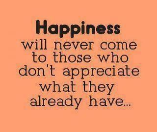 Happiness will never come to those who don't appreciate what they already have...  Wisdom Happiness Quote